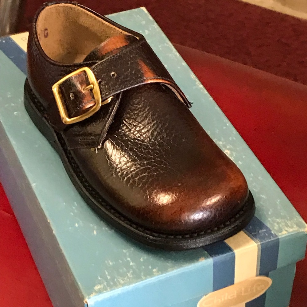 NIB Child Life Brown Leather Dress Shoes 7.5D Boys